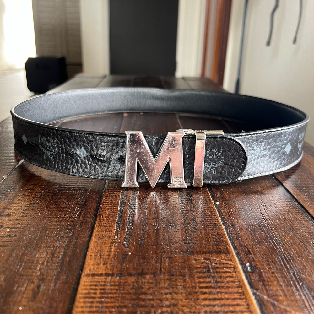 MCM Black Belt with Silver Buckle
